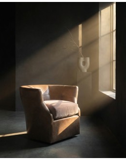 Shelby Dove Leather Swivel Chair