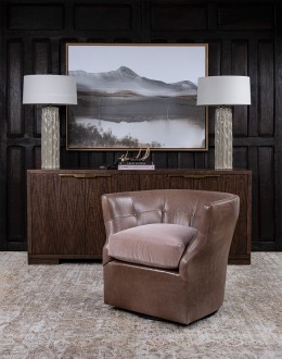 Shelby Dove Leather Swivel Chair