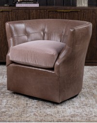 Shelby Dove Leather Swivel Chair