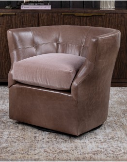 Shelby Dove Leather Swivel Chair