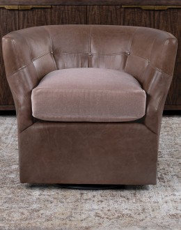 Shelby Dove Leather Swivel Chair