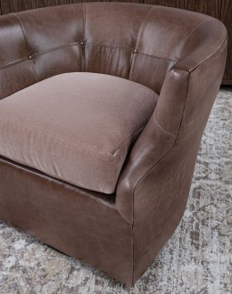 Shelby Dove Leather Swivel Chair