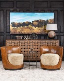 modern rustic leather swivel chair