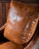 Trailblazer Swivel Chair - Full Grain Leather Upholstery with Brindle Cowhide Accents and Stamped Croc Leather Arm Rails. Handcrafted in America with 8-Way Hand-Tied Construction and High-Quality Ball Bearing Swivel Mechanism