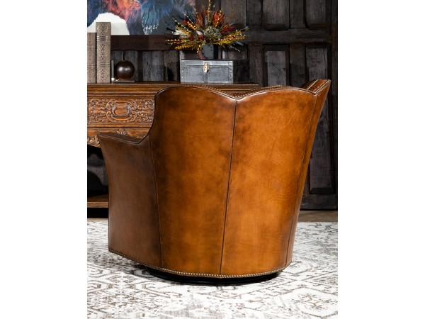 LOGOS LIFE ROLLINGCHAIR （BROWN） Vonna Rocker Full Grain Leather Swivel Chair - Brown