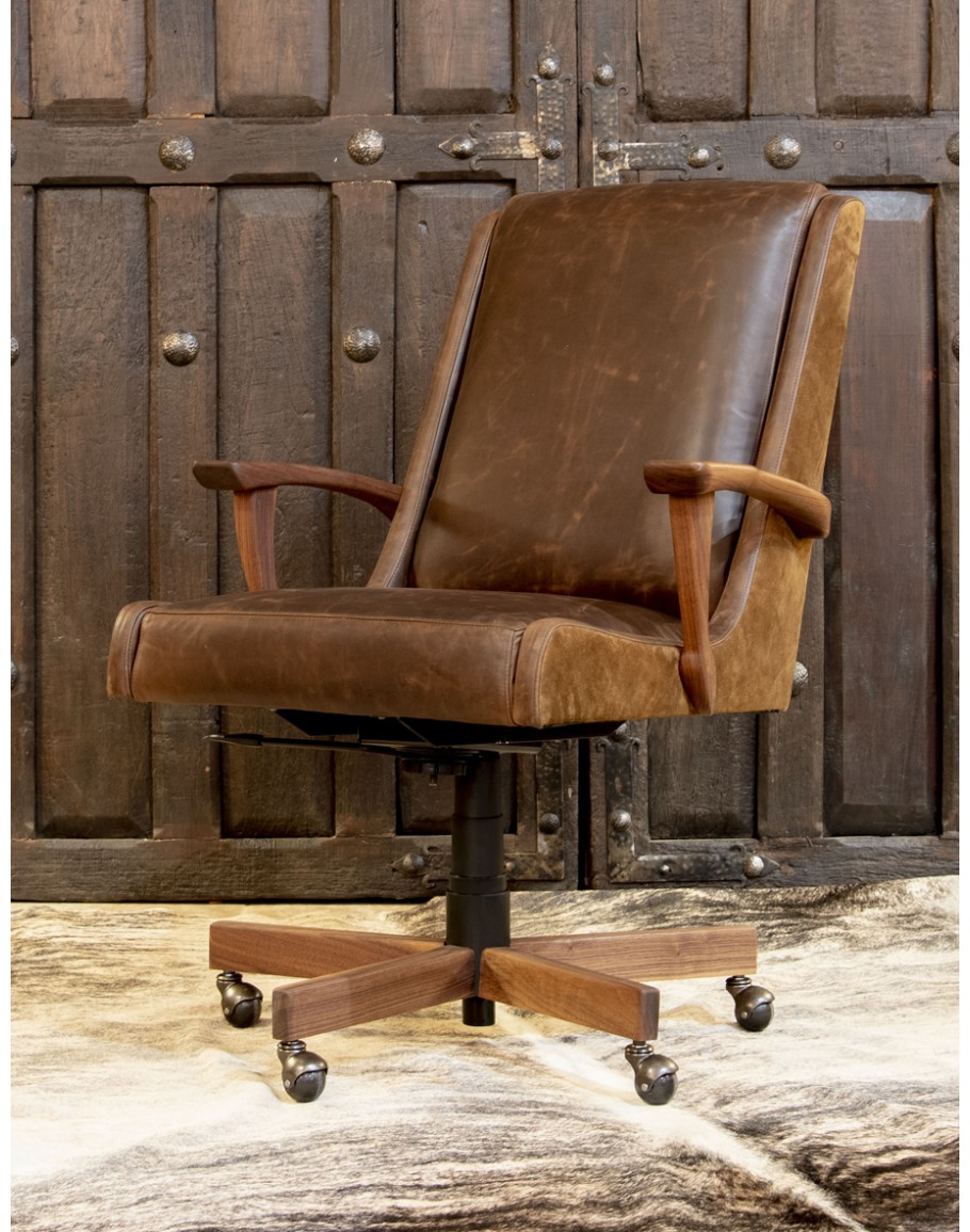 rustic wood desk chair