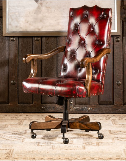 Bowie Crimson Leather Desk Chair