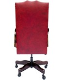 desk chair with red tufted leather 