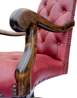 desk chair with red tufted leather