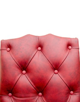 desk chair with red tufted leather