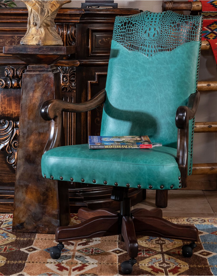 turquoise leather office chair,fine western office chair