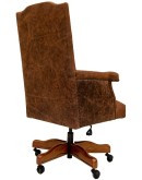 desk chair with distressed leather and axis deer hide