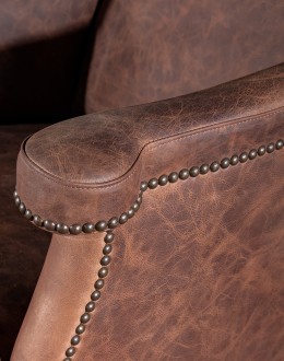 desk chair with distressed leather and axis deer hide