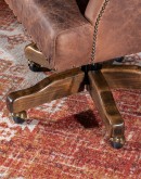 desk chair with distressed leather and axis deer hide