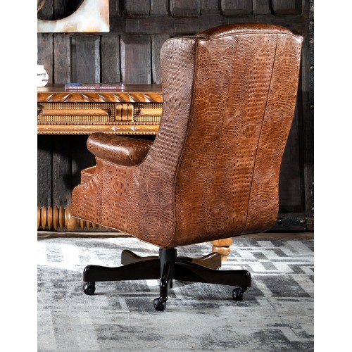 Dundee Leather Rolling Desk Chair