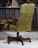 executive desk chair in distressed olive green leather