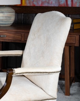 western executive office chair with off white cowhide