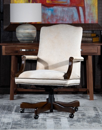 western executive office chair with off white cowhide