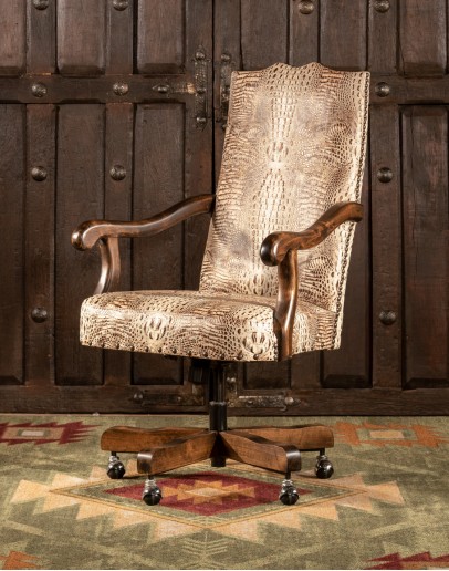 executive desk chair in crocodile leather all over