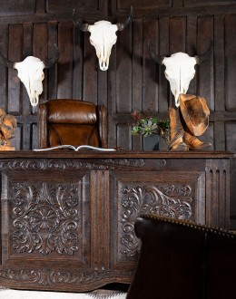 hand carved wooden executive desk