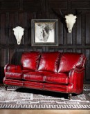 small dark red leather sofa