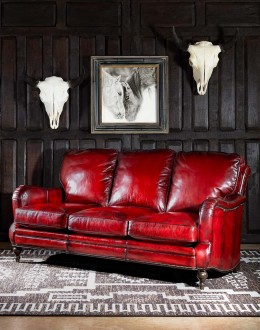 small dark red leather sofa