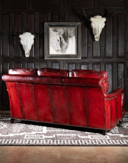 small dark red leather sofa