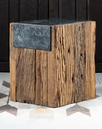 unique reclaimed wood side table
