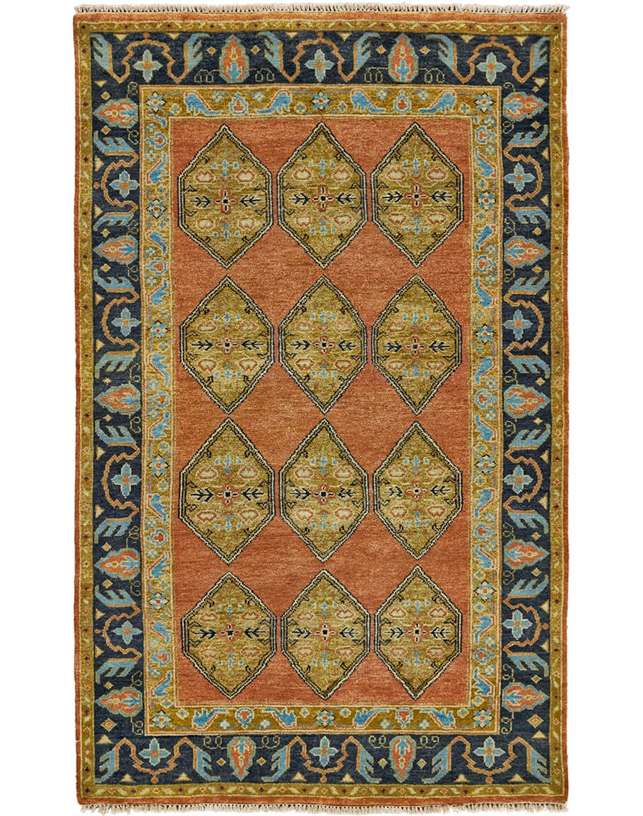 Ustad Rust/Charcoal Area Rug | Wool | Adobe Interiors