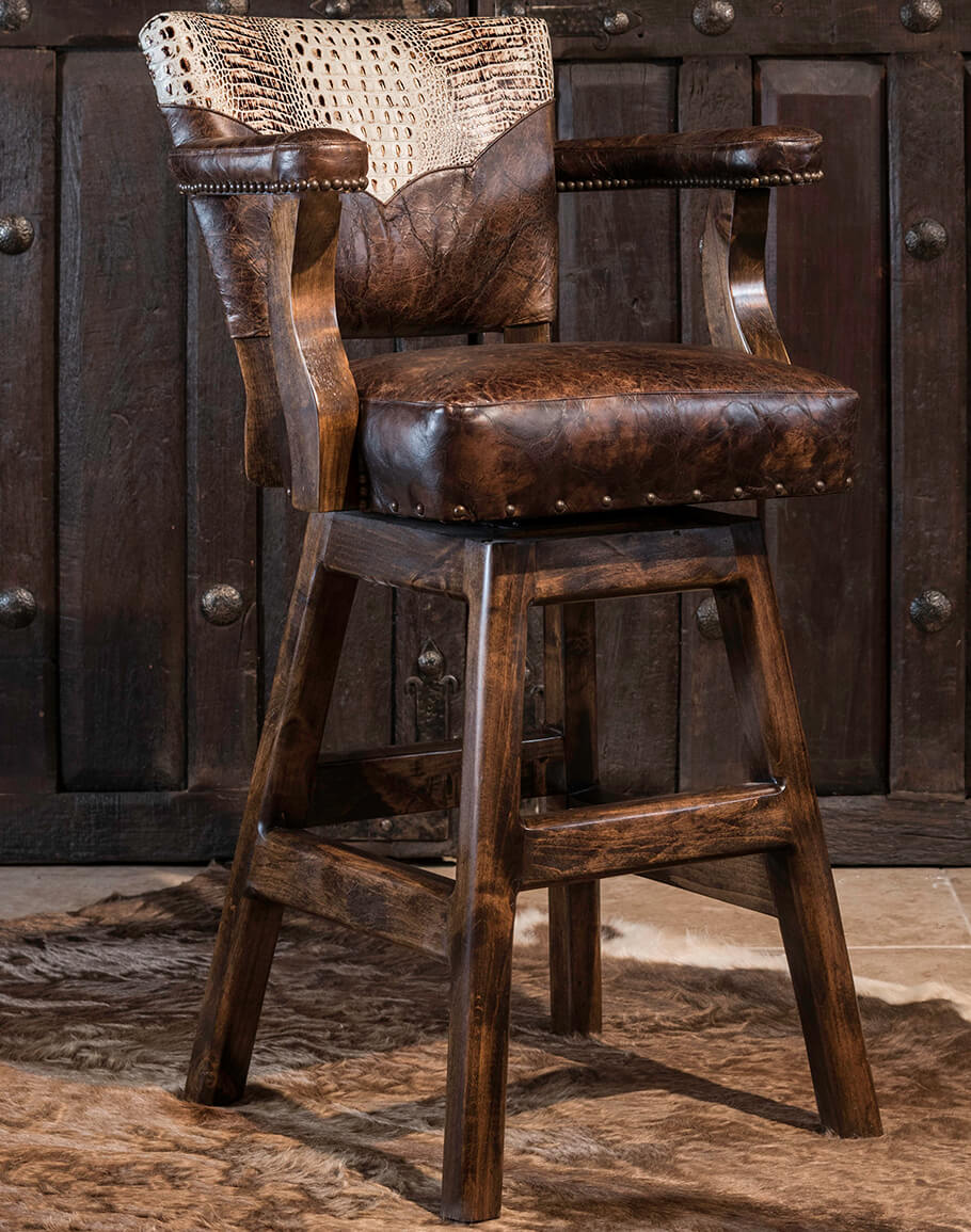 The Best Rustic Ranch Style Barstools, Cowhide Swivel Bar Stools