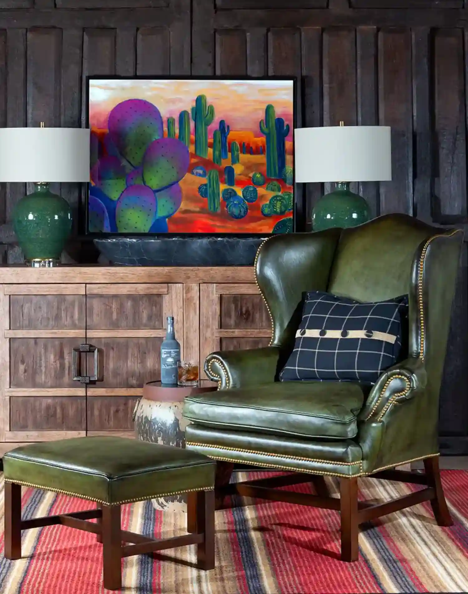 Gentry Olive Wingback Chair - Western and Rustic Furniture