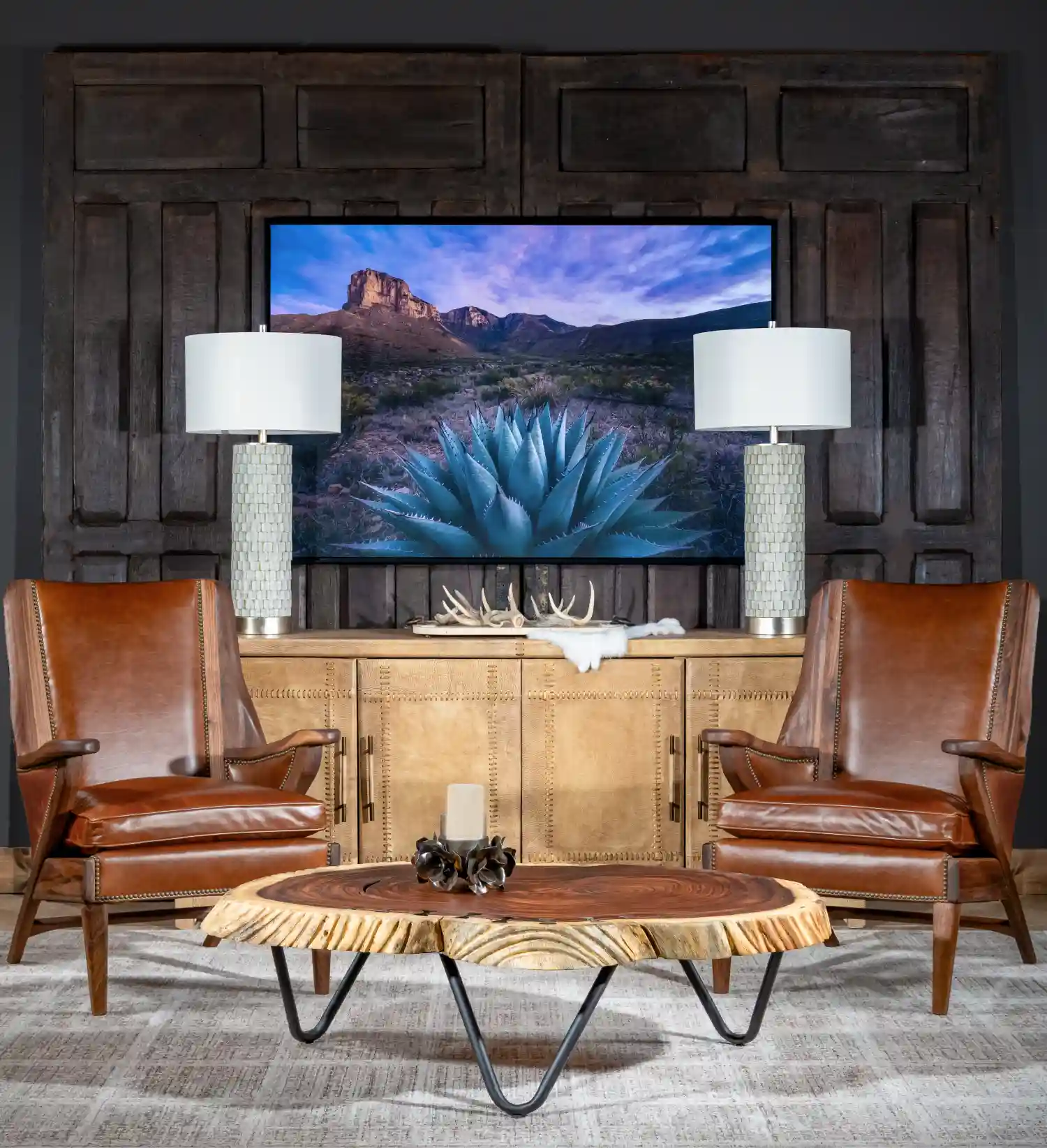Boone Leather Walnut Chair - Desert Ranch Collection