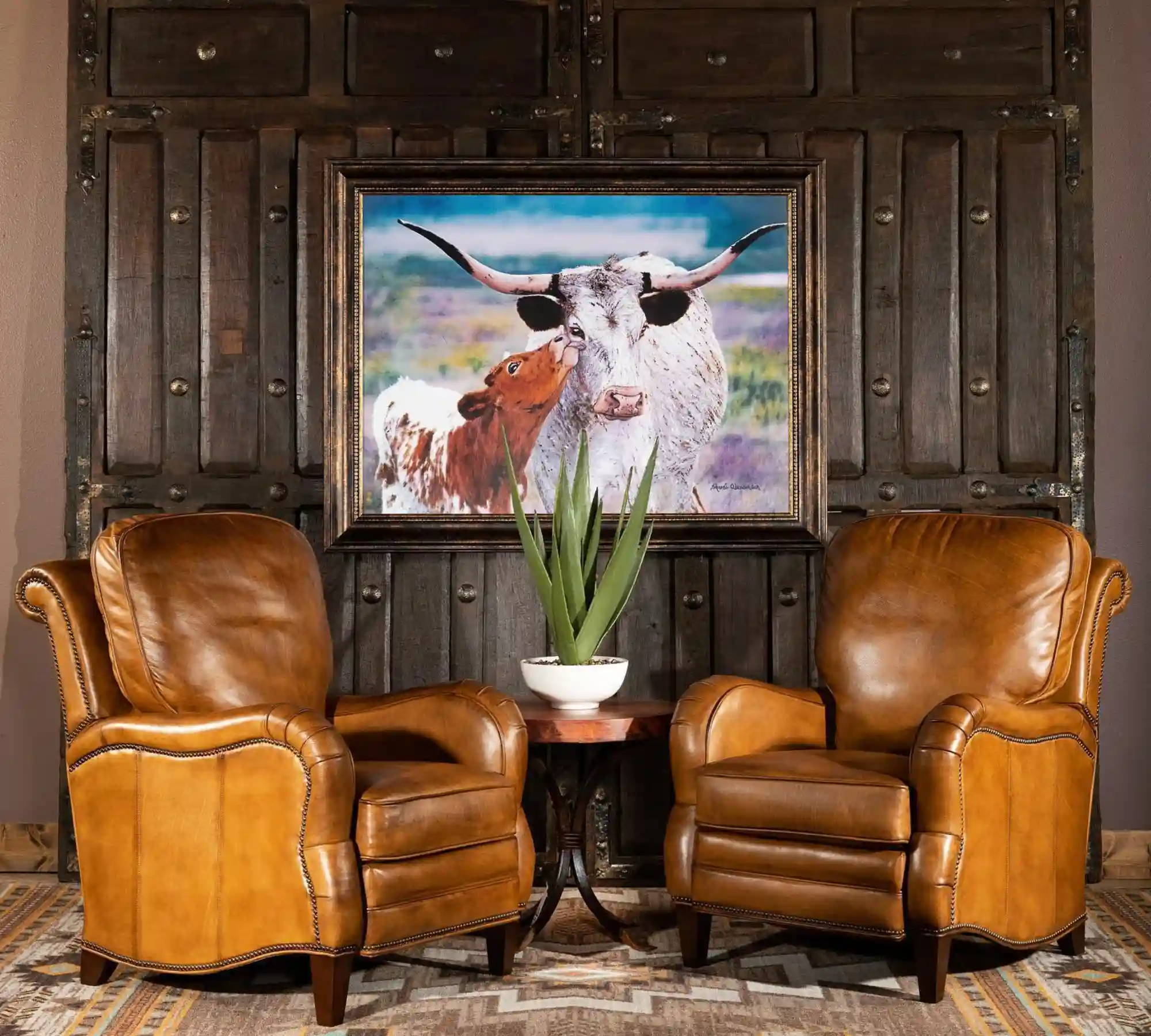 Dutton Saddle Leather Recliners at Adobe Interiors in Fort Worth Texas