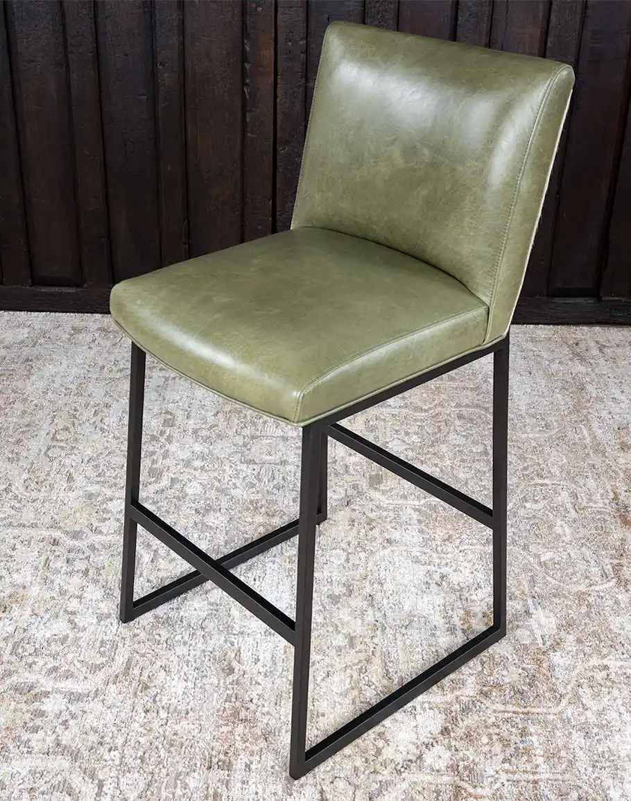Laguna Moss Leather Barstool