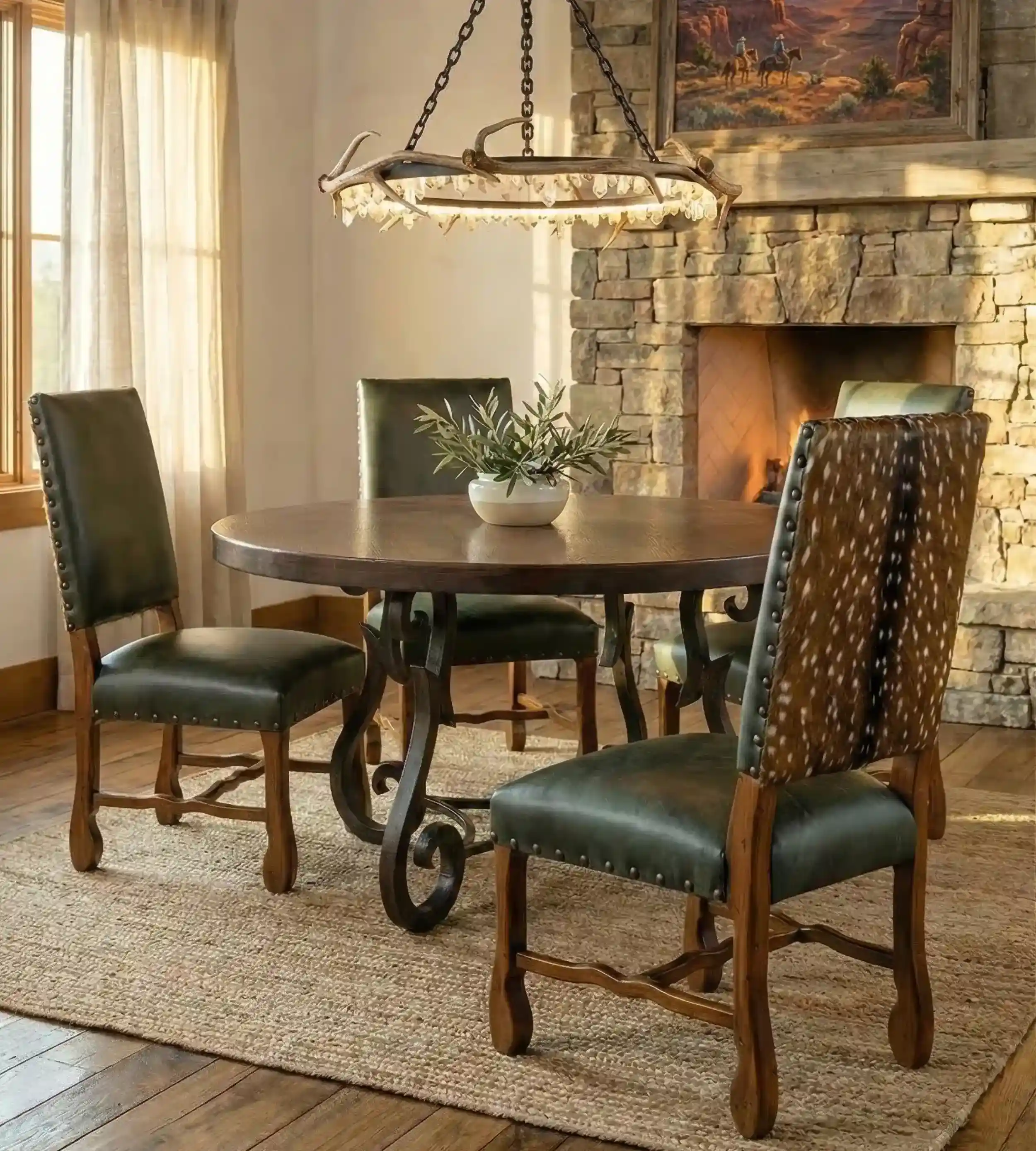 Copper Top Round Dining Table