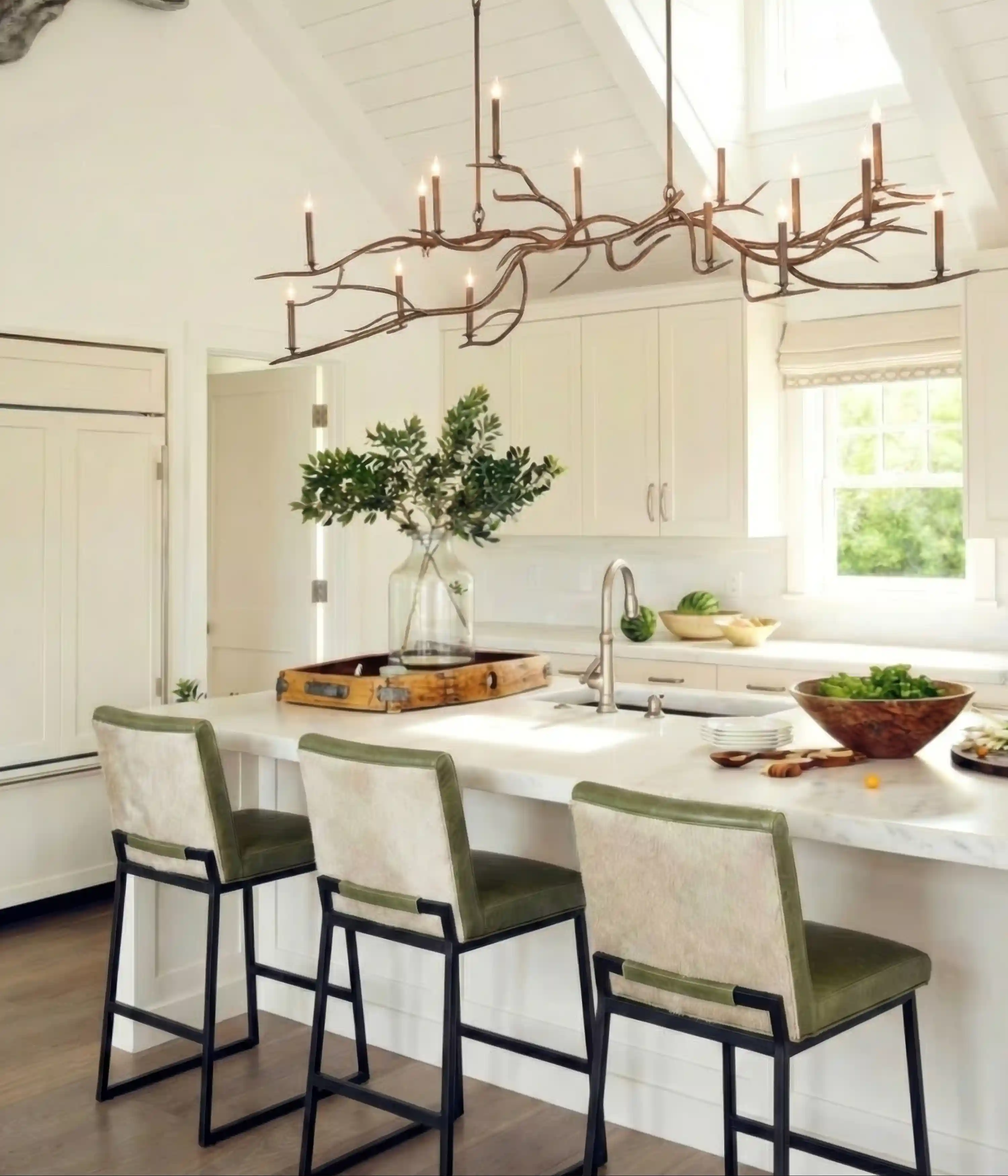 Laguna Moss Leather Barstool