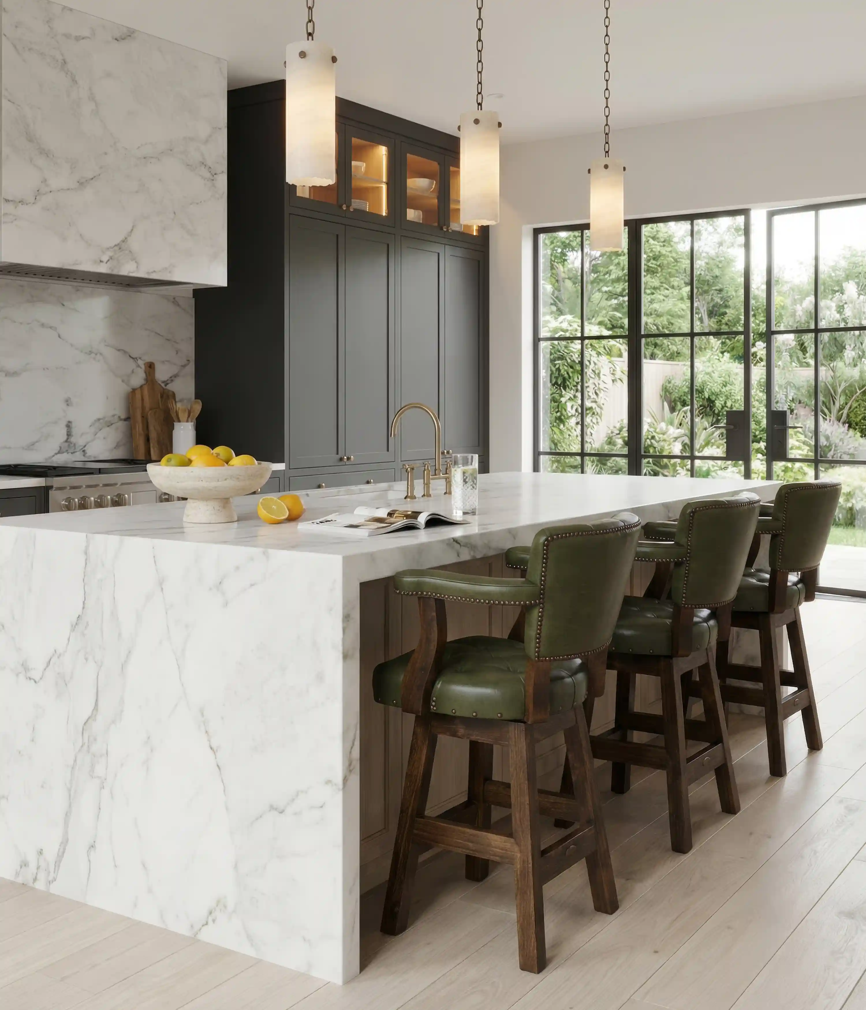 Chisum Olive Leather Barstool