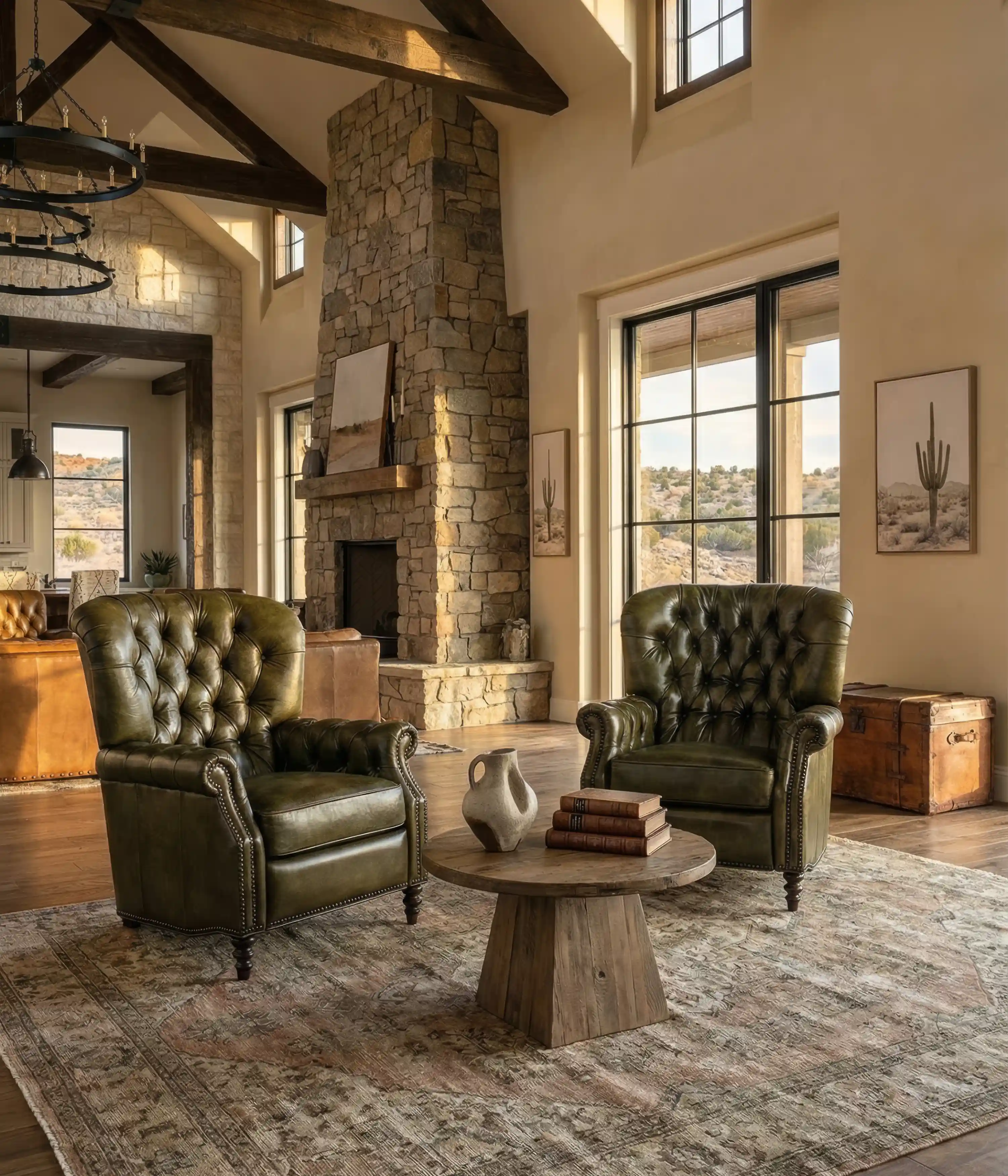 Huxley Olive Leather Recliner