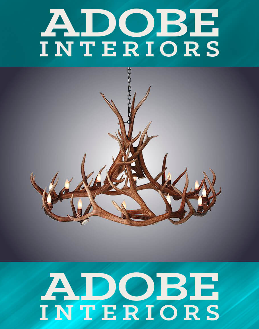 Wagon Wheel Mule Deer Antler Chandelier