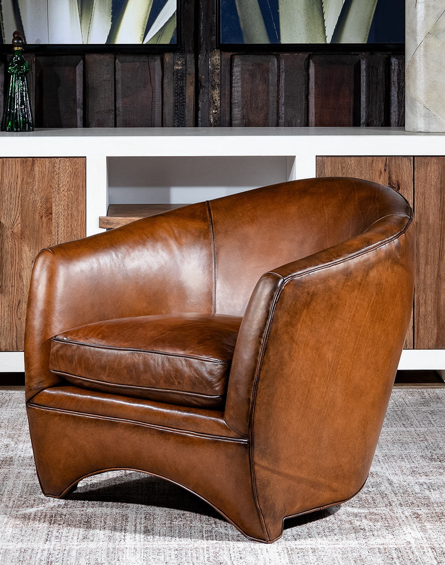 Brown leather retro chair discount