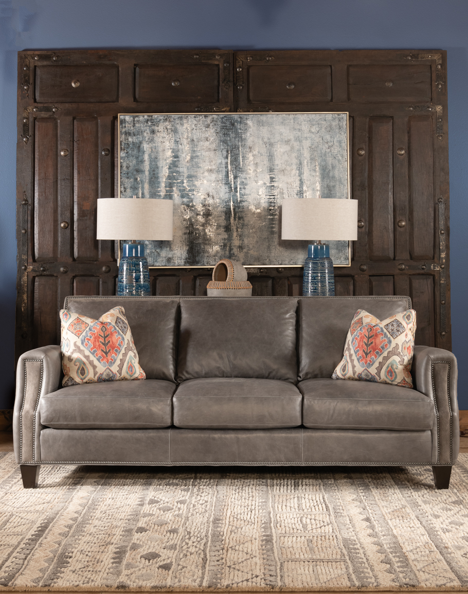 Stetson Grey Leather Sofa American