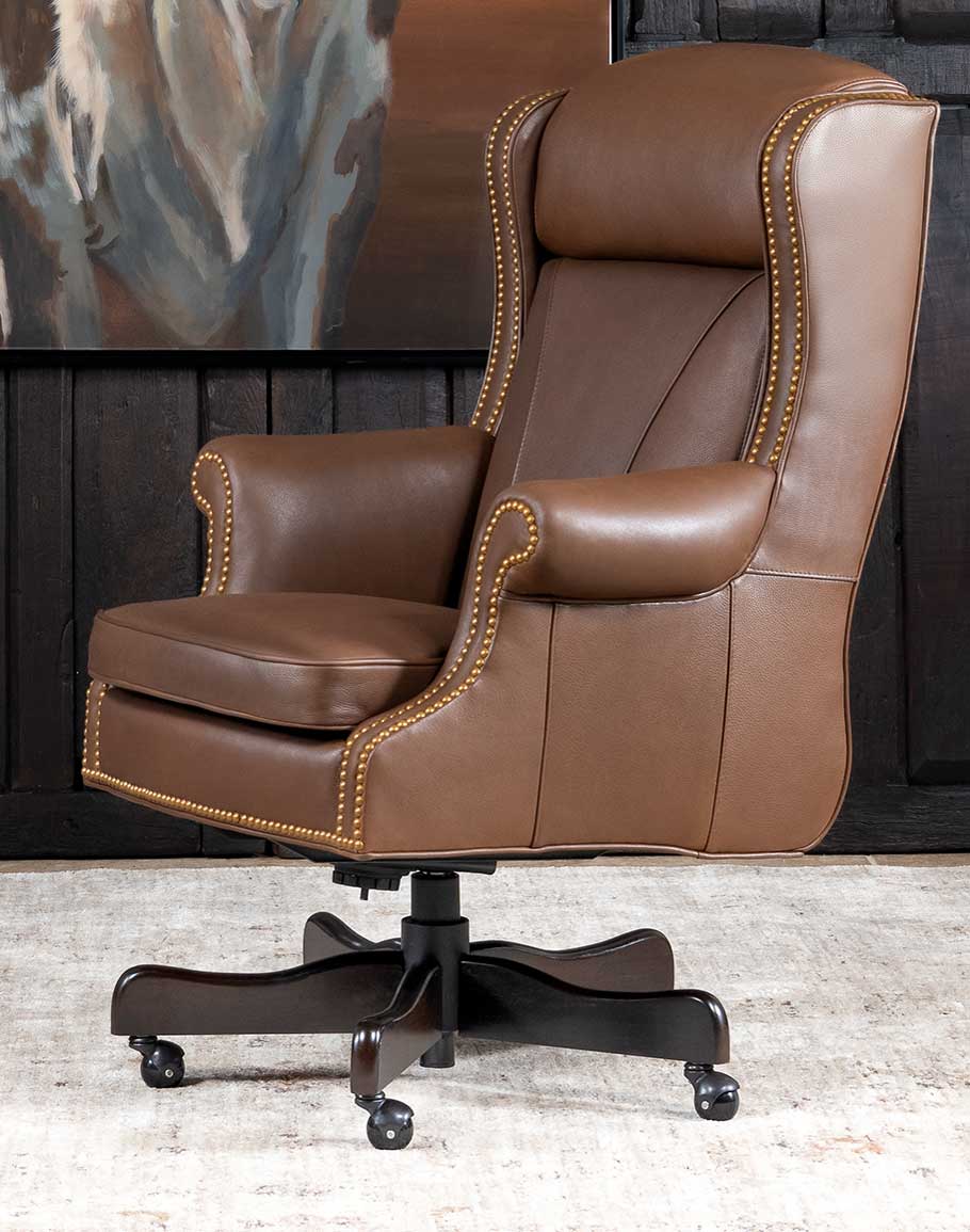 Drover Dove Executive Desk Top Grain Leather Office Chair Light