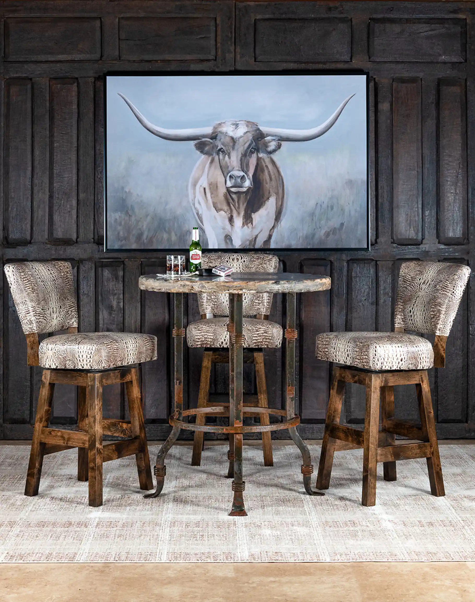 Chisum Ivory Croc Armless Barstool - Image 11