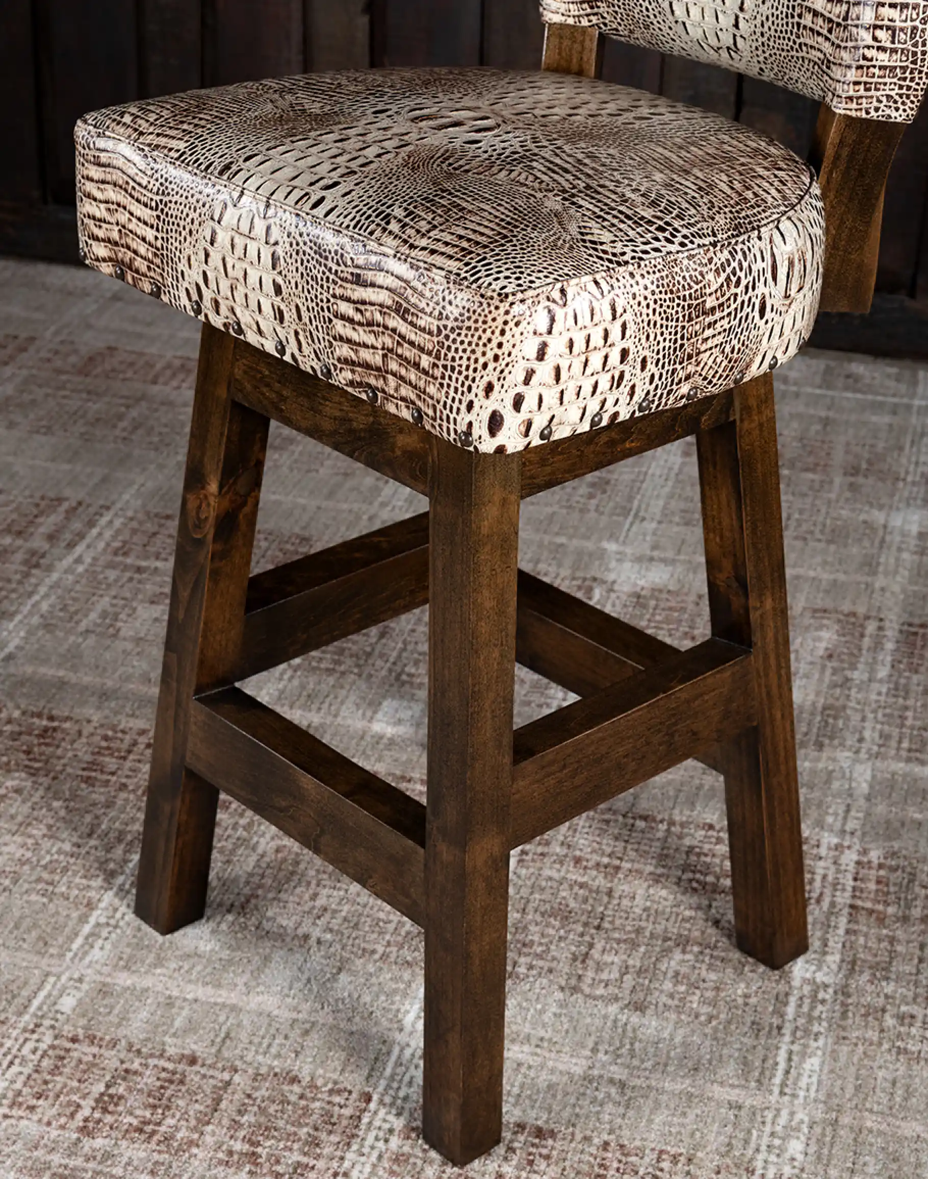 Chisum Ivory Croc Armless Barstool - Image 7