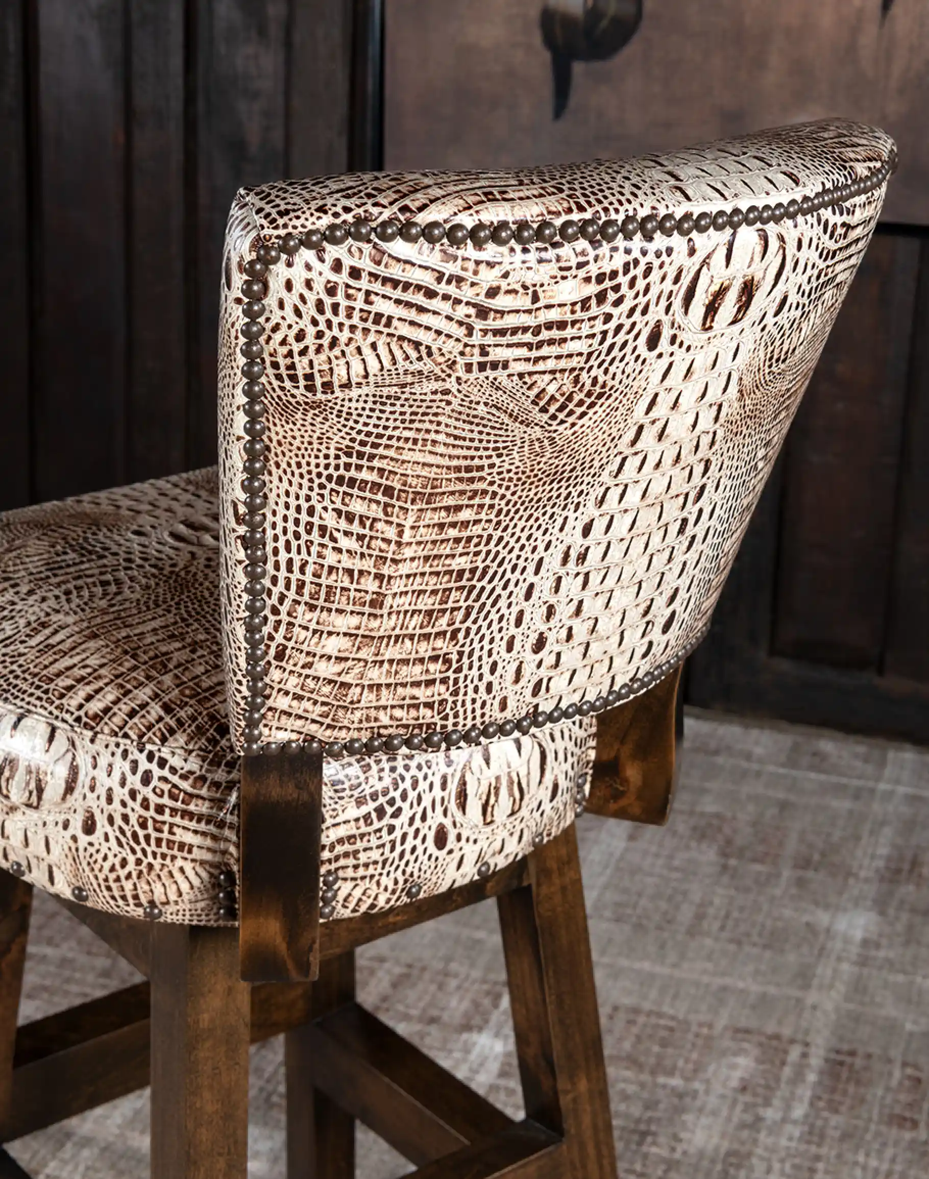 Chisum Ivory Croc Armless Barstool - Image 9