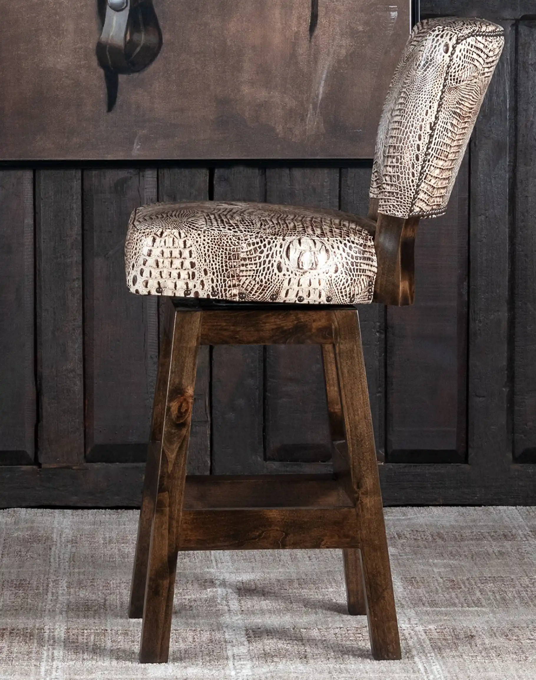 Chisum Ivory Croc Armless Barstool - Image 2