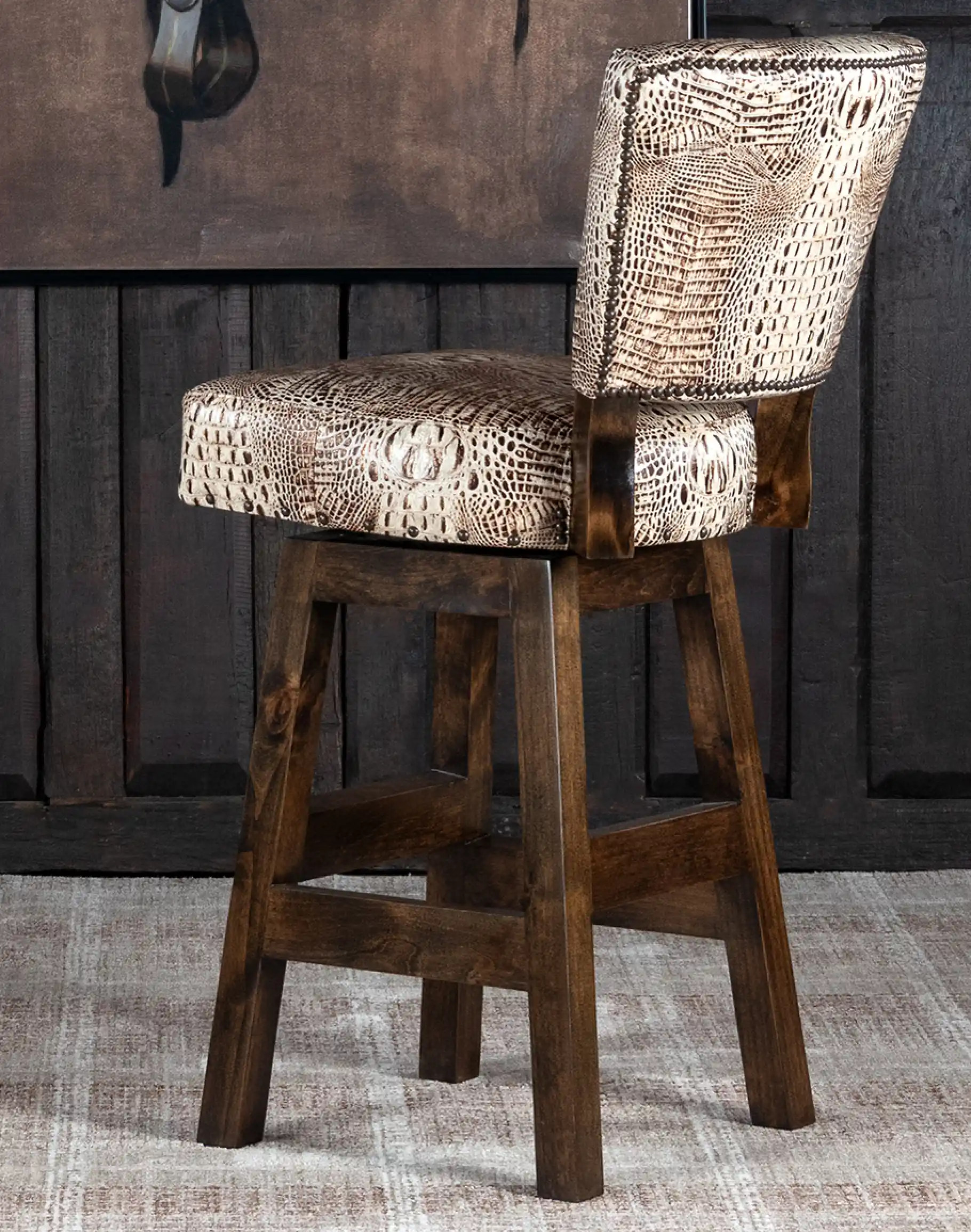 Chisum Ivory Croc Armless Barstool - Image 3