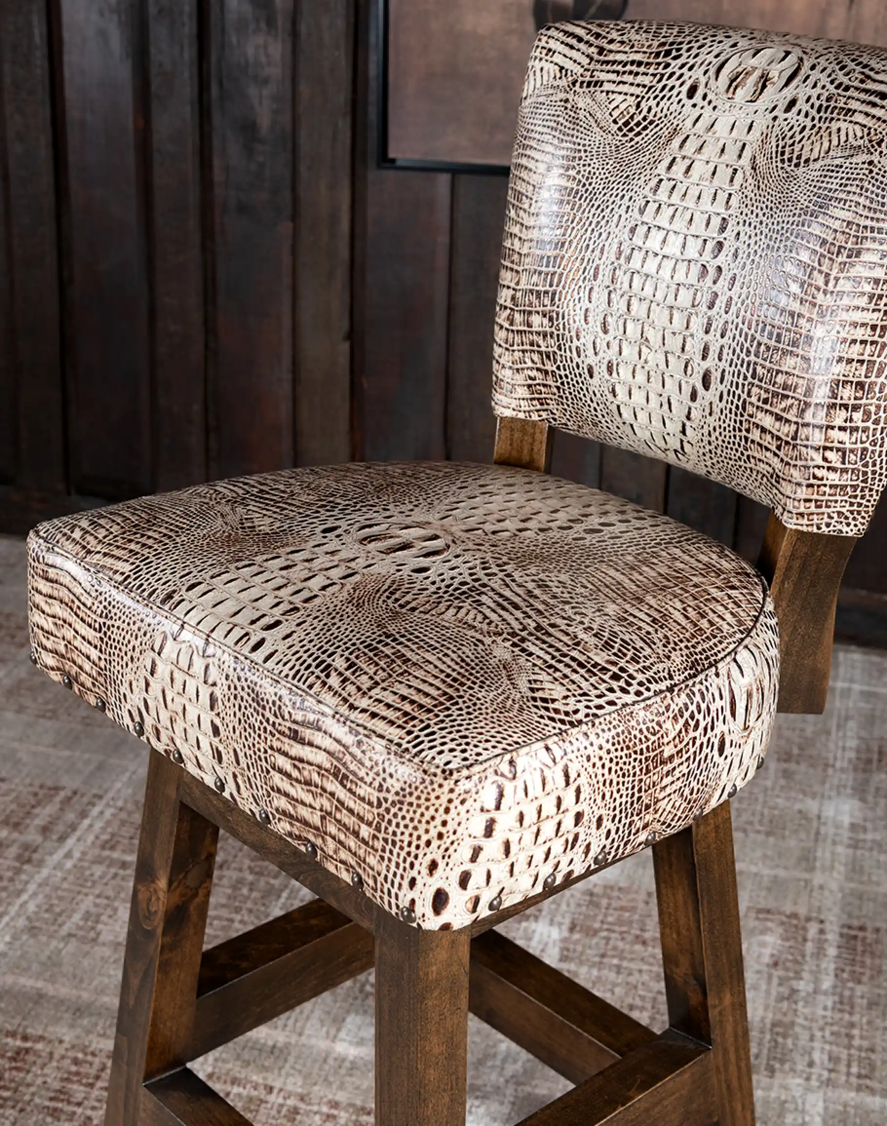 Chisum Ivory Croc Armless Barstool - Image 4