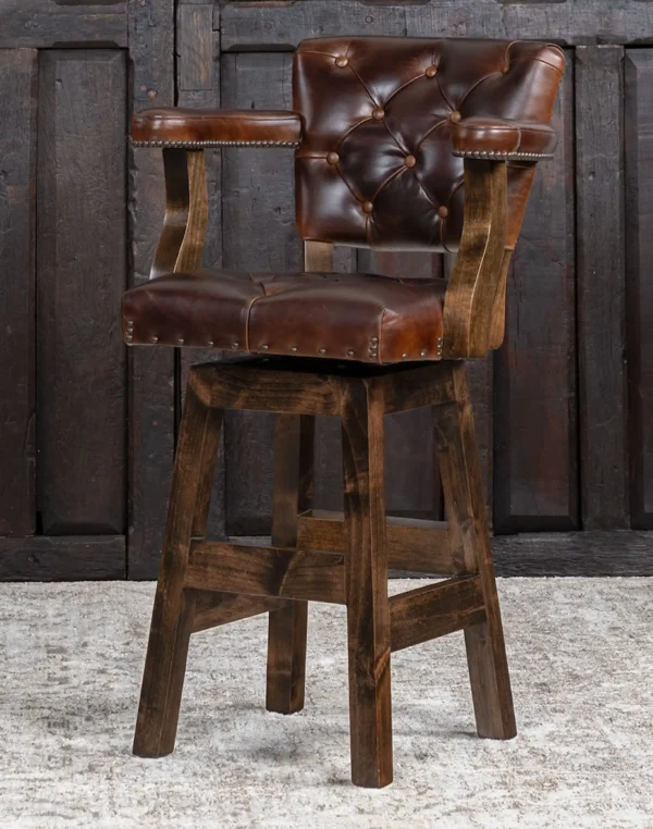 Chisum Sycamore Leather Barstool