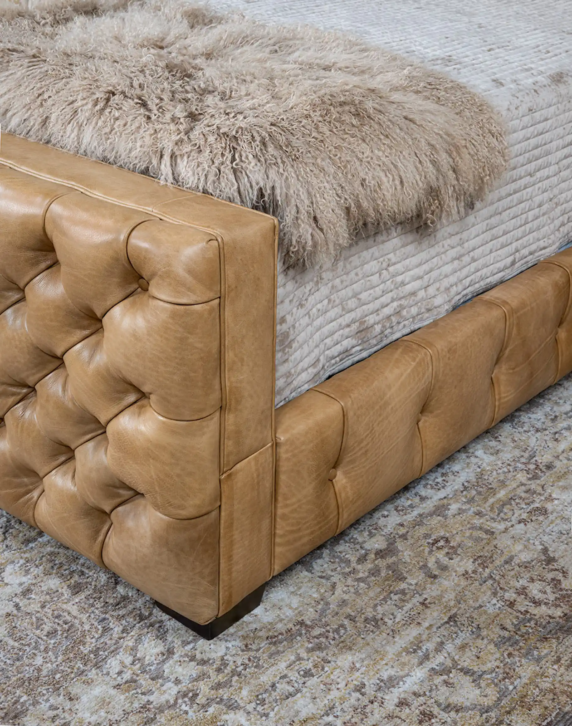 Brentwood Palomino Tufted Leather Bed - Image 7
